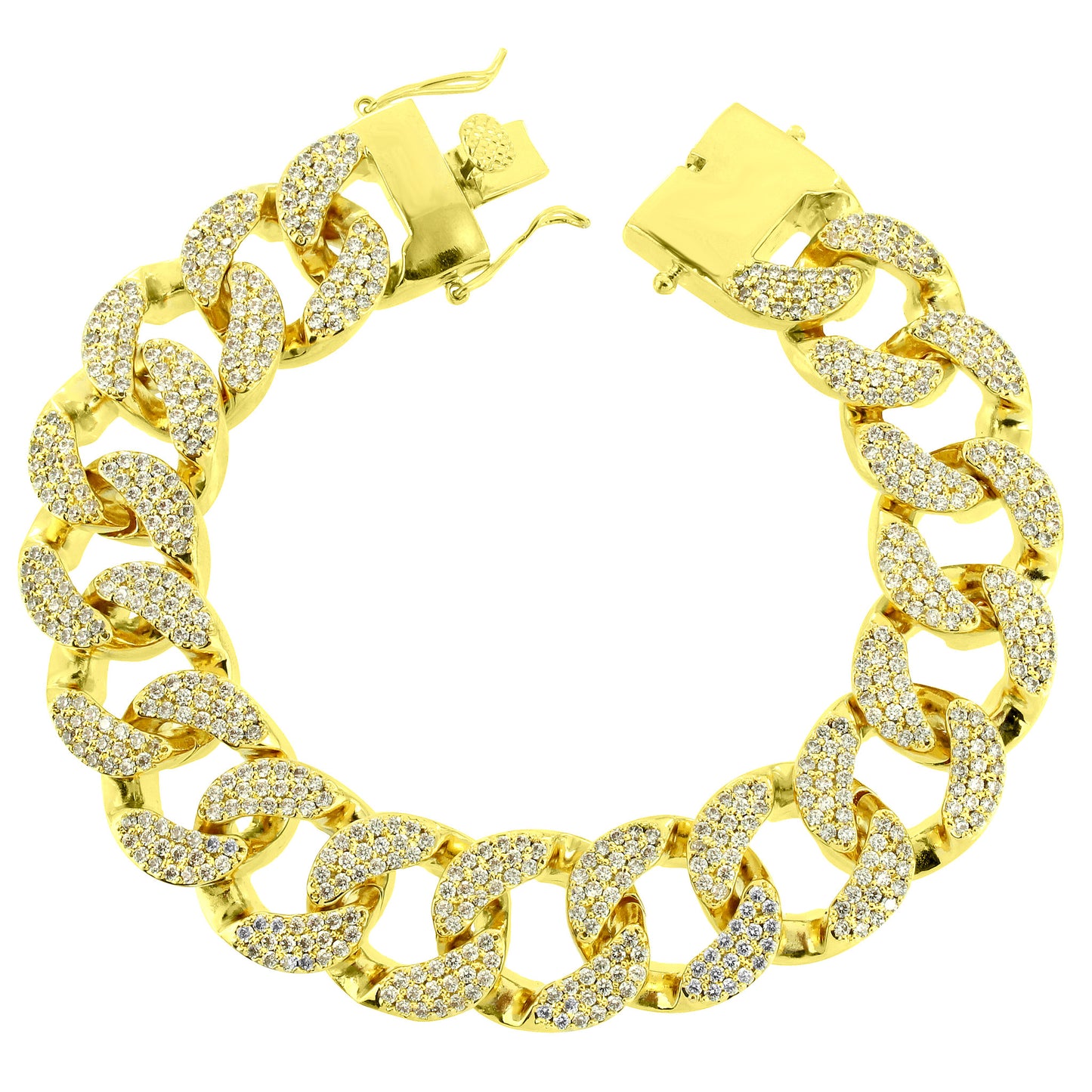 Bling 5 Kilo Simulated Diamond 14k Gold Tone Miami Cuban Link Chain Necklace