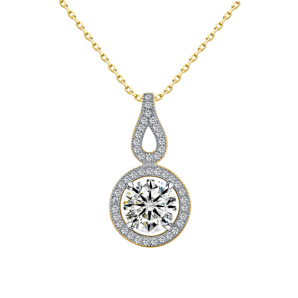 Womens Solitaire Pendant Yellow Gold Over 925 Silver Chain