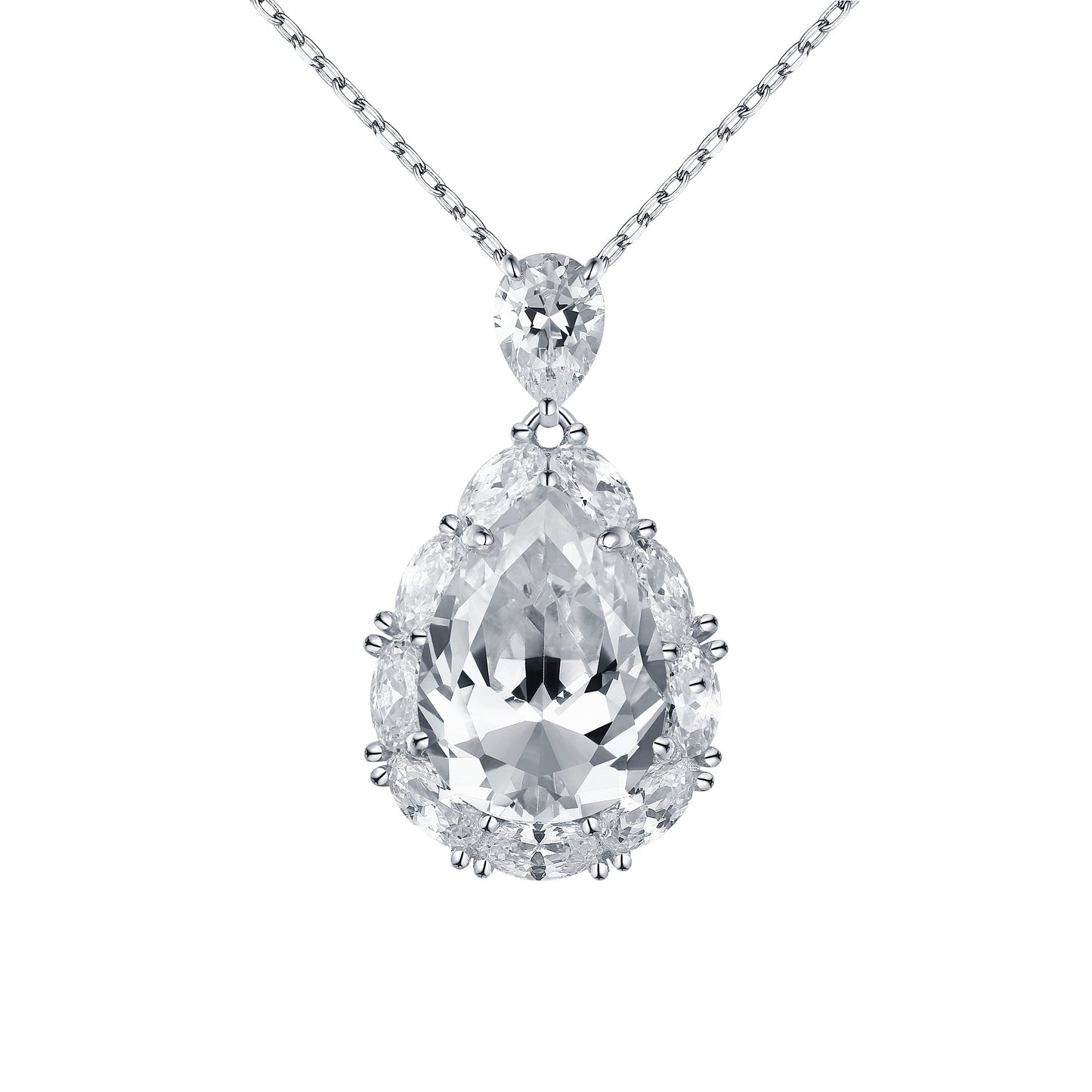 Solitaire Pendant Ladies Lab Diamond Sterling Silver With Chain