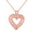 Heart Pendant Chain Baguette Lab Diamond Rose Gold Tone