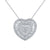 White Sterling Silver Heart Pendant Baguette Lab Diamond