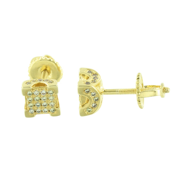 Square Canary Earrings Mens Womens Simulated Diamond Screw Back