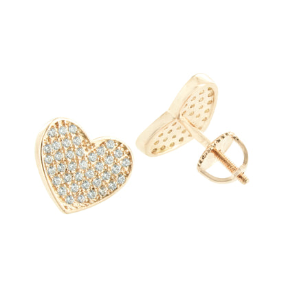 Womens Heart Shape Earrings 14K Rose Gold Finish Simulated Diamonds