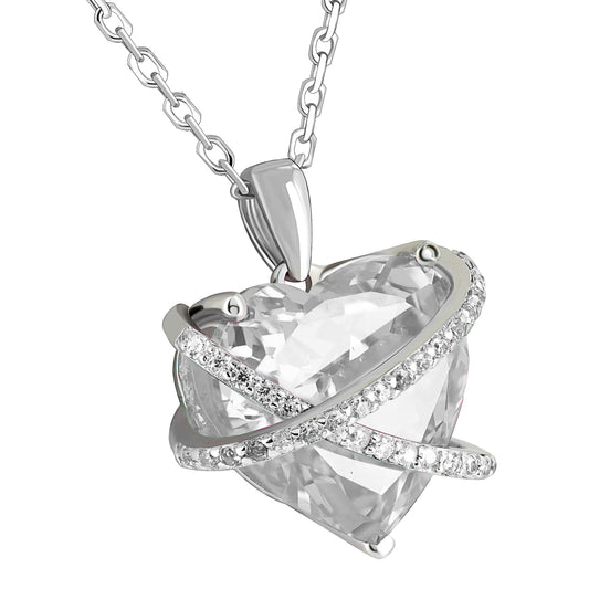 April Birthstone Ladies Real Silver Diamond Heart Charm Set 925