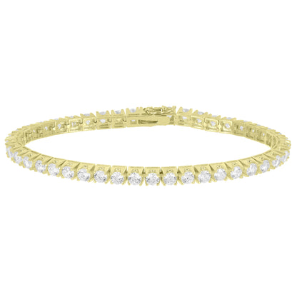 Solitaire Lab Diamond Ladies Bracelet 14k Yellow Gold Finish