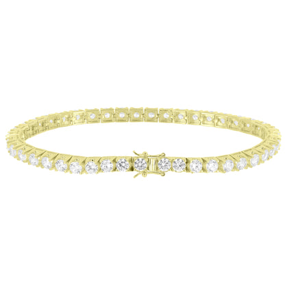Solitaire Lab Diamond Ladies Bracelet 14k Yellow Gold Finish