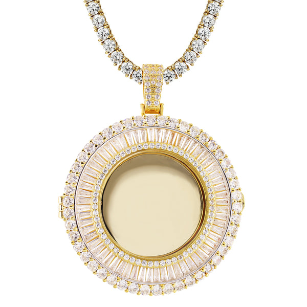 Solitaire Baguette Round Circle Designer Picture Pendant Chain