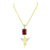 925 Silver Angel Pendant Garnet Ruby Solitaire Gold Tone