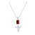 Sterling Silver Garnet Ruby Angel Pendant Moon Cut Necklace White Gold Finish