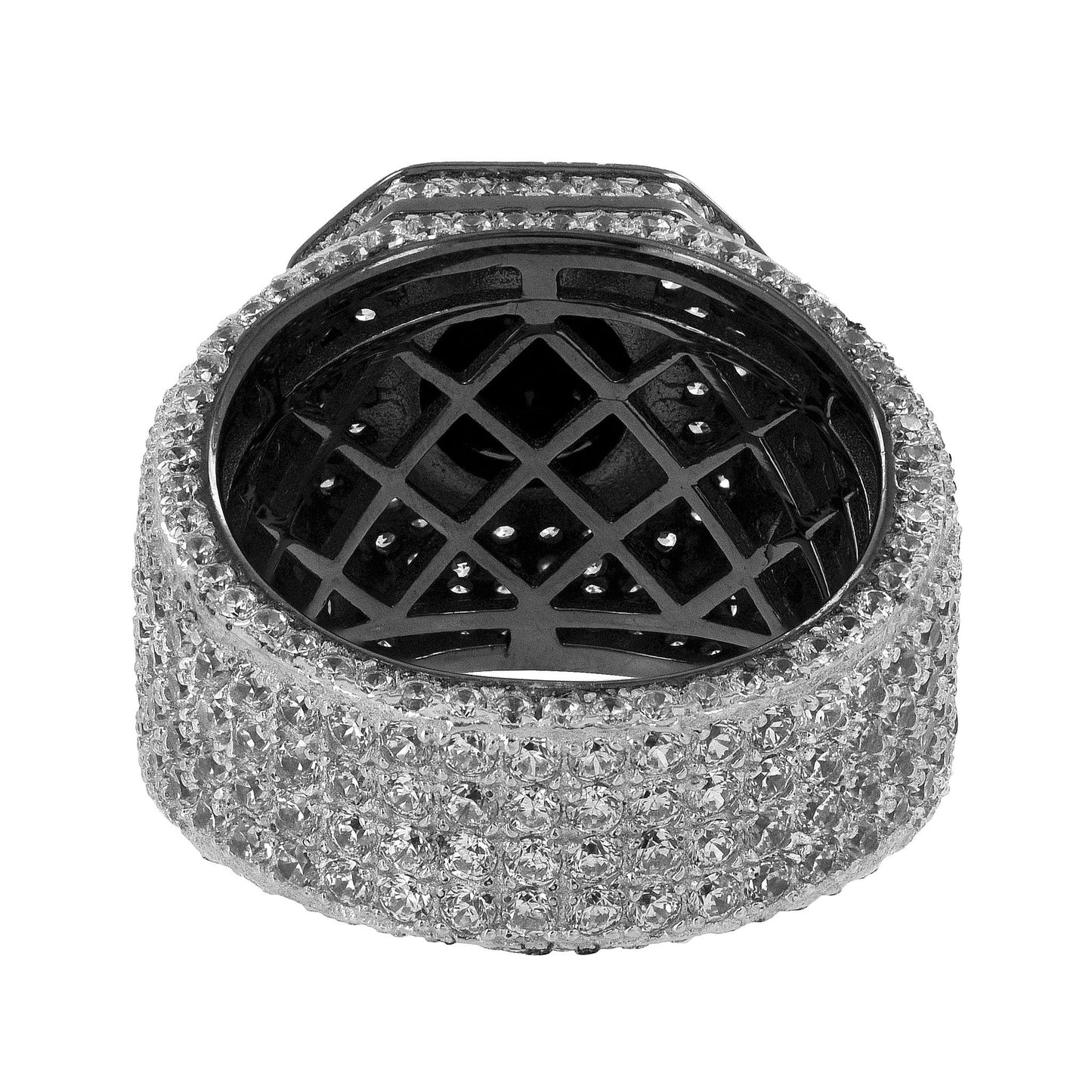 Solitaire Black Stone Ring Bling Simulated Diamonds Custom Mens