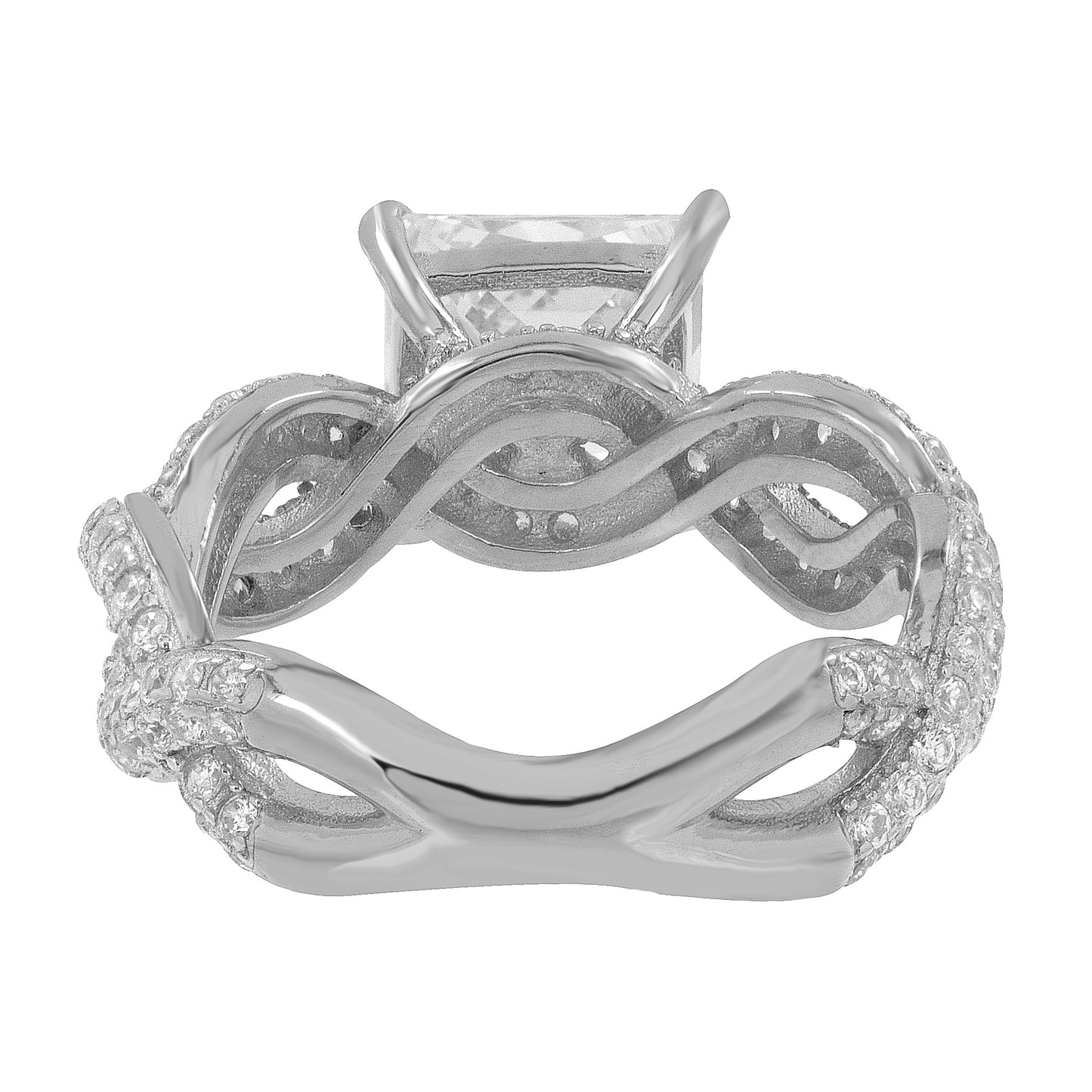 Princess Cut Square Ring Wedding Engagement Infinity Style