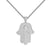 Solitaire Hamsa Hand Pendant Simulated Diamond Stainless Steel Chain
