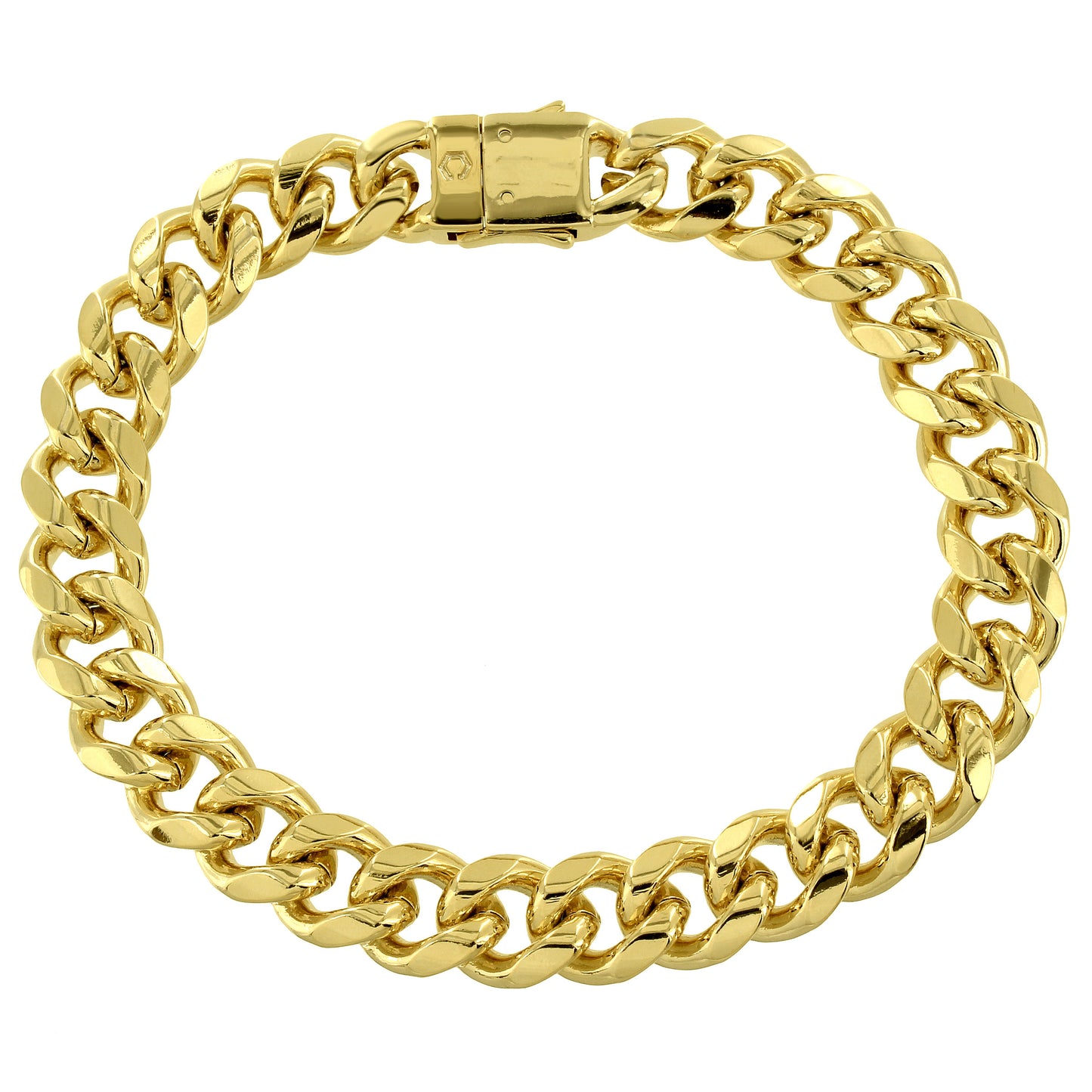14k Gold Finish Men's Designer Miami Cuban 8.5 Inch Bracelet
