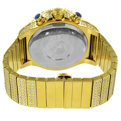 Gold Tone Mens Solitaire Bezel Stainless Steel Watch