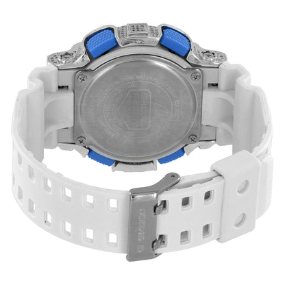 Custom G-Shock Watch Blue Dial GA110WB-7A White Silicone Band Ana-Dig