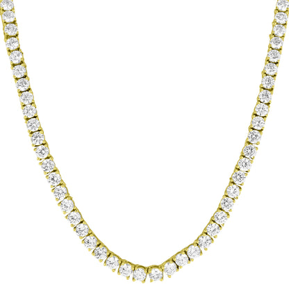Sterling Silver 4mm 18-30" 14k Gold Finish Tennis Chain