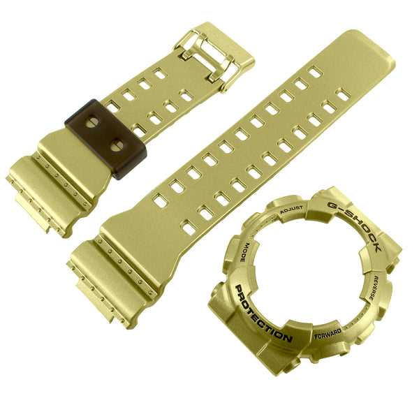 Metallic Gold Tone Bezel Band For G-Shock Watch GA110GD-9A Resin Silicone
