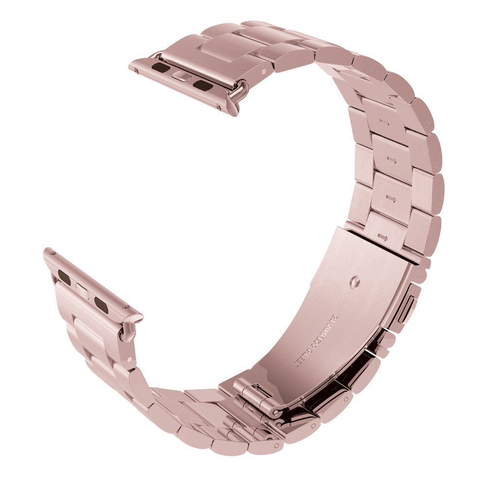 Designer 14k Rose Gold Finish Stainless Steel 42mm Apple Watch Band
