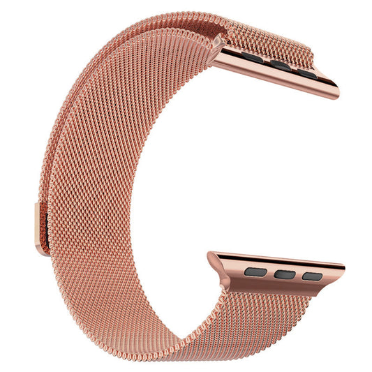 Stainless Steel 14k Rose Gold Finish 42mm Milanese Loop Apple Watch Mesh Band