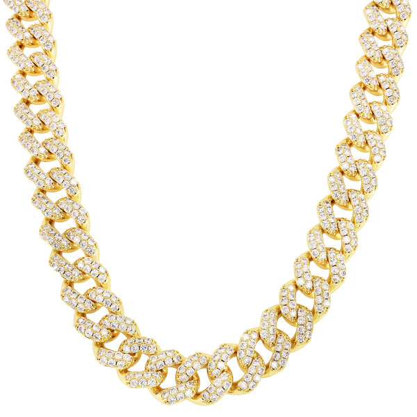 Sterling Silver Men's 14k Gold Finish Bling 18-20