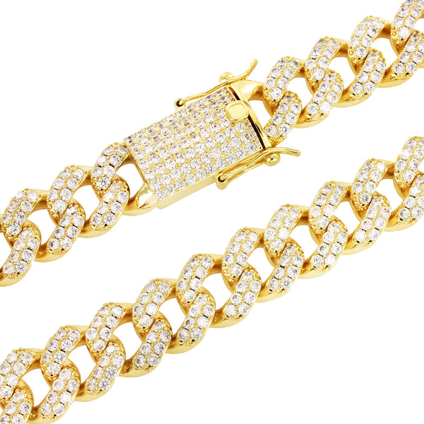 Sterling Silver Men's 14k Gold Finish Bling 18-20