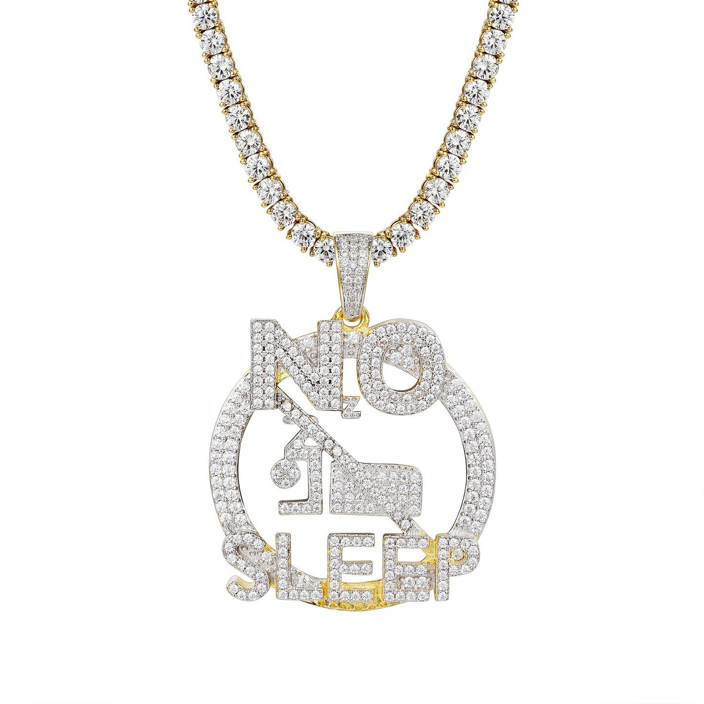 Men's 14k Gold Finish No Sleep out Pendant 24" Chain
