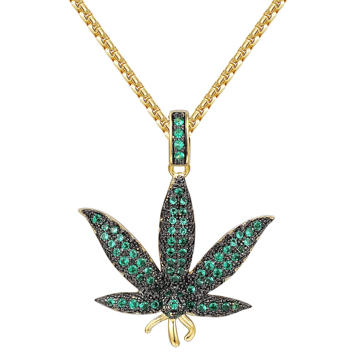Green Marijuana Leaf Cannabis Pendant 24" Necklace