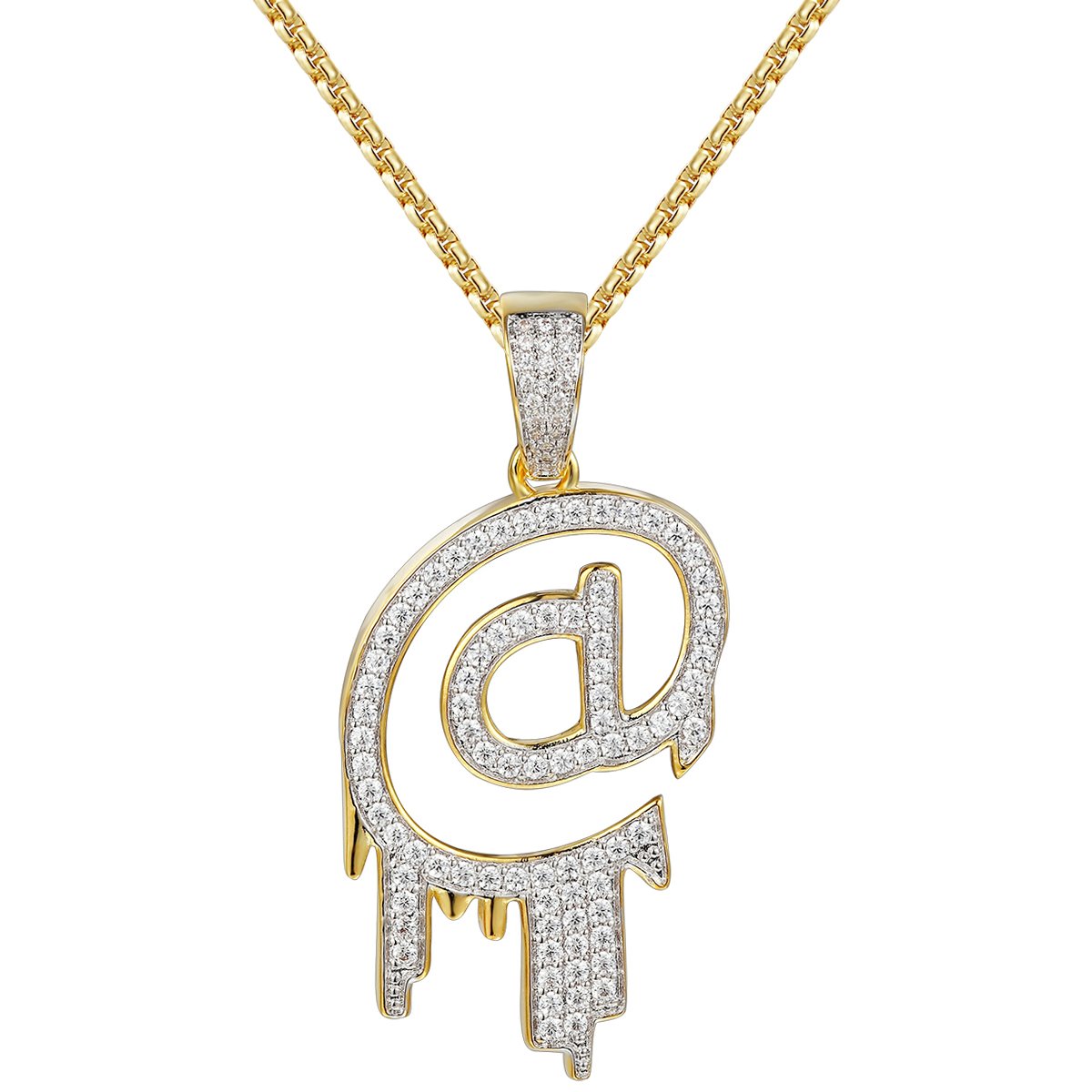 Custom 'At' @ Symbol Bling  Pendant Necklace