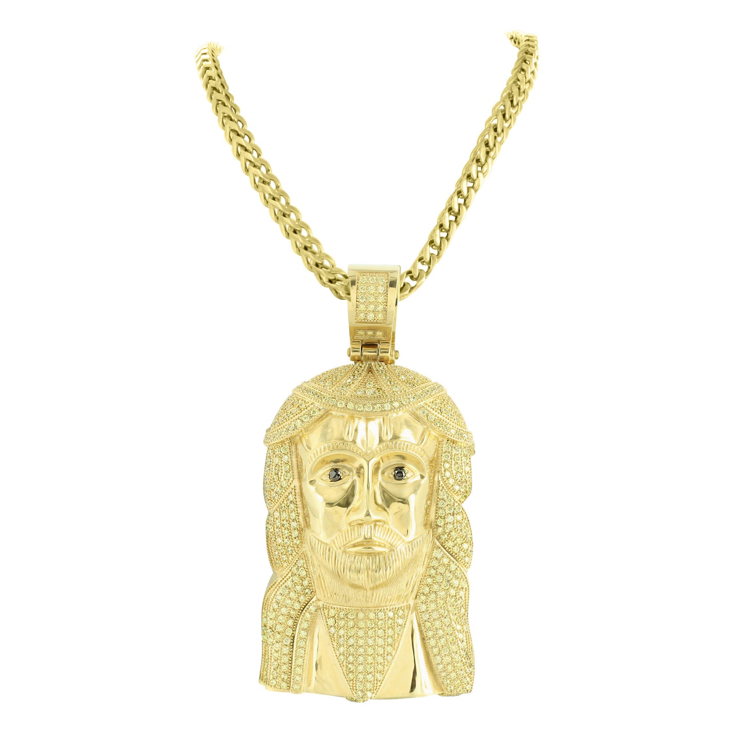 Stainless Steel Jesus Pendant Yellow Gold Finish With Chain