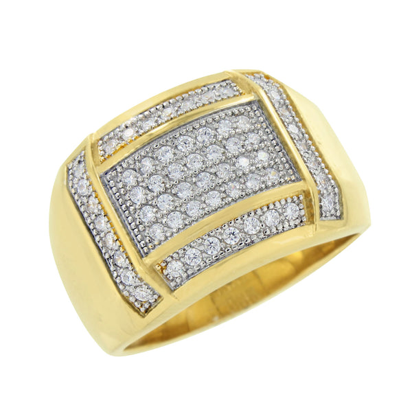 Stainless Steel Mens Ring Simulated Diamonds Gold Finish Wedding Engagement Sale