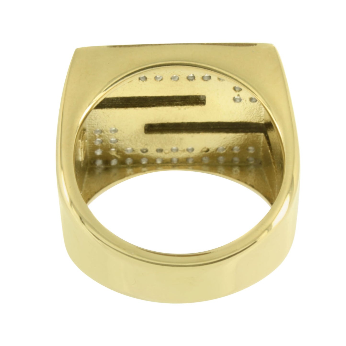 Stainless Steel Mens Ring Gold Finish Wedding Simulated Diamonds Engagement Sale