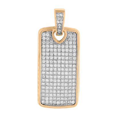Rose Gold Finish Dog Tag Pendant Stainless Steel Pave Set With Chain