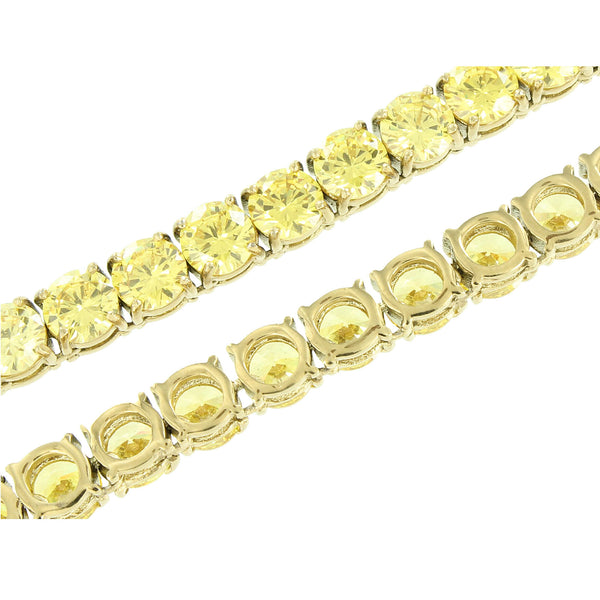 Mens Tennis Design Necklace Chain Canary Lab Diamond Stainless Steel 6 MM 26 IN