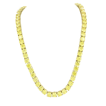 Mens Stainless Steel Necklace Tennis Solitaire Round Cut Canary Lab Diamond 36" -2023
