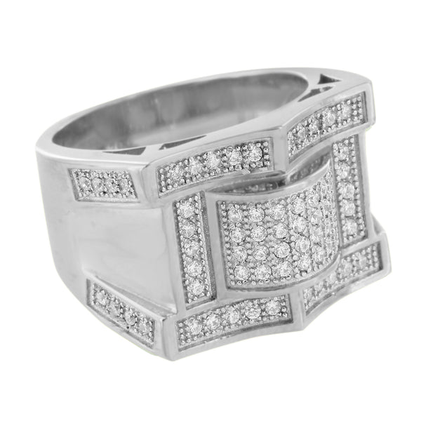 White Mens Wedding Ring Stainless Steel Simulated Stones Engagement Casual Wear