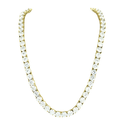 Tennis Necklace 1 Row Gold Over Stainless Steel 6 MM Lab Diamonds 10 Carat Look