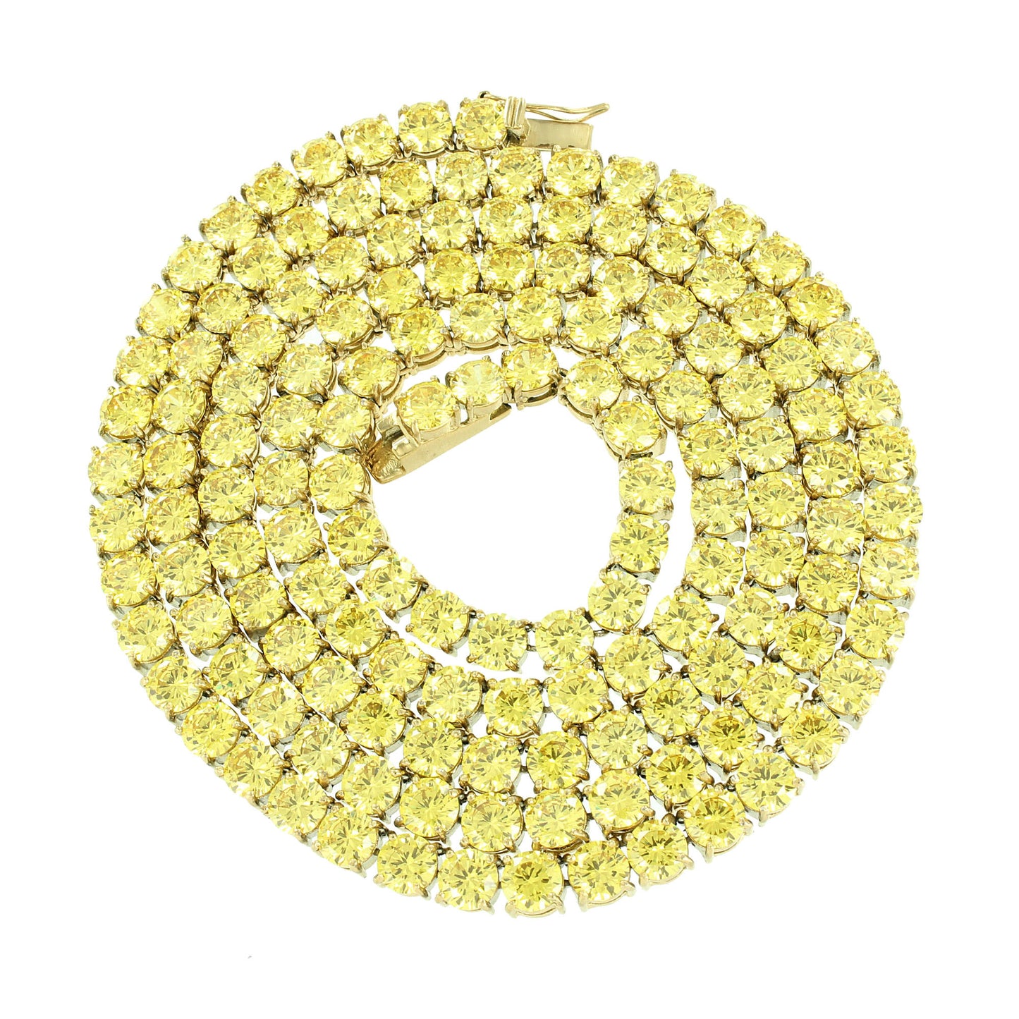 Mens Stainless Steel Necklace Tennis Solitaire Round Cut Canary Lab Diamond 36" -2023