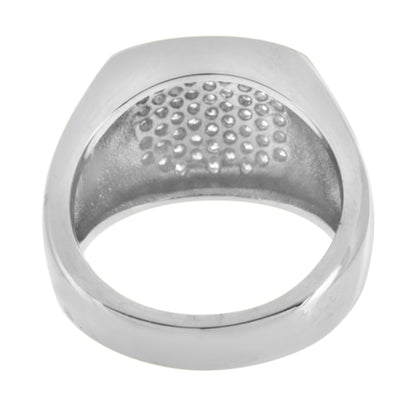 Stainless Steel Mens Ring Simulated Diamonds Micro Pave Wedding Engagement Sale