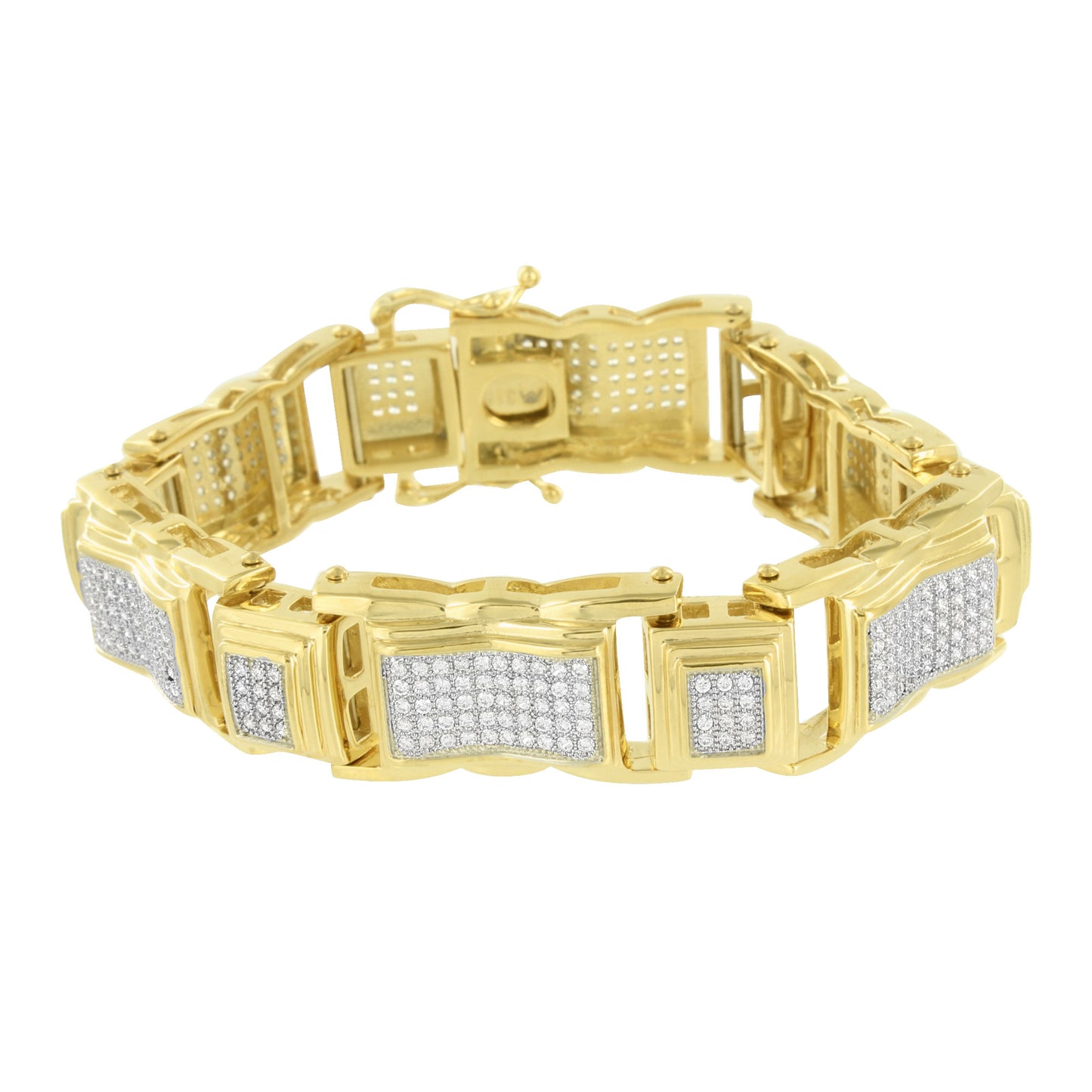 Stainless Steel Bracelet On Sale For Mens 14k Yellow Gold Finish Lab Diamonds