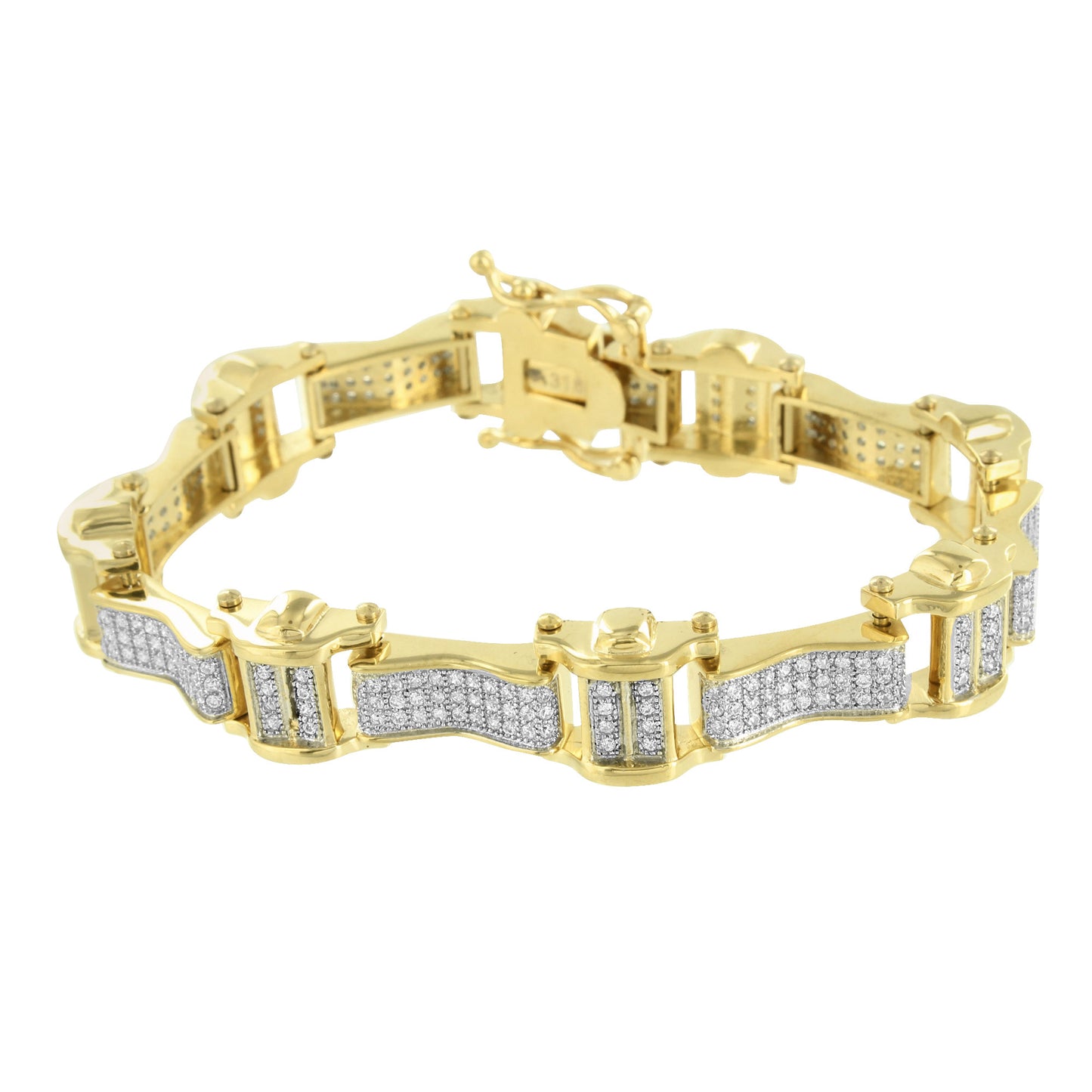 Stainless Steel Bracelet For Men On Sale Lab Diamonds 14k Yellow Gold Finish New