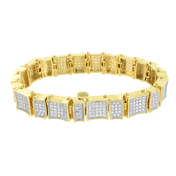 Kite Shape Link Bracelet 14k Yellow Gold Over Solid Stainless Steel Lab Diamonds