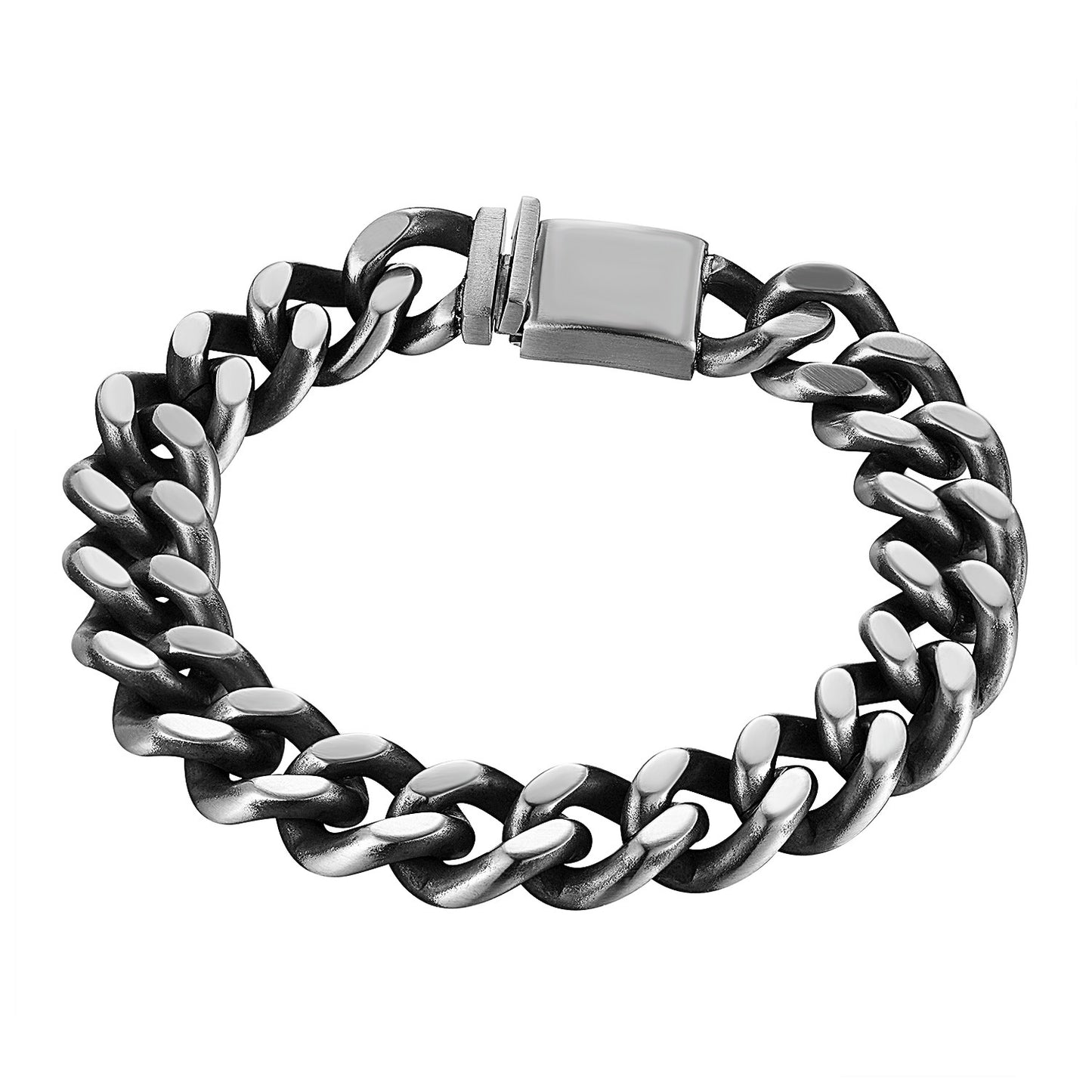 Miami Cuban Link Bracelet Stainless Steel Box Lock Mens 12mm 8.5 Inch Polished