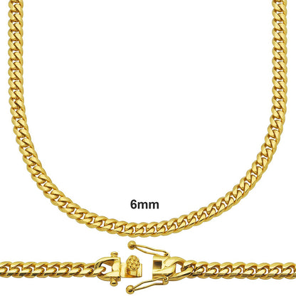Stainless Steel 14k Gold Filled 6mm 20" Miami Cuban Necklace