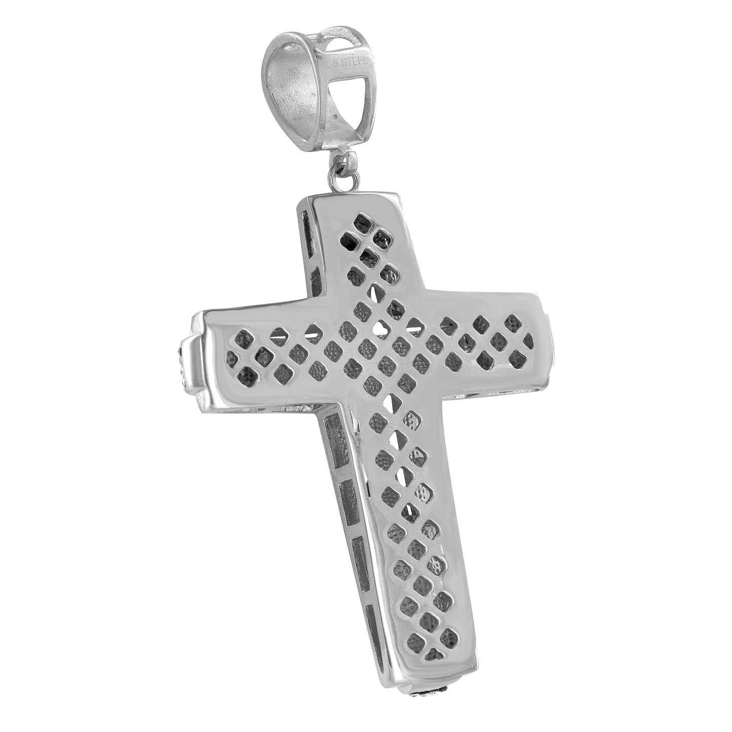 White Cross Pendant Necklace Franco Chain