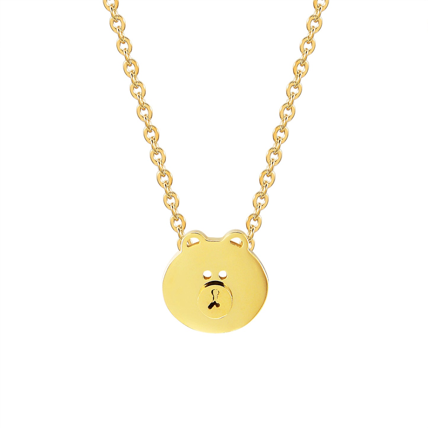 Teddy Bear Choker Charm Chain 14k Gold Finish Stainless Steel 0.4" Dainty Necklace