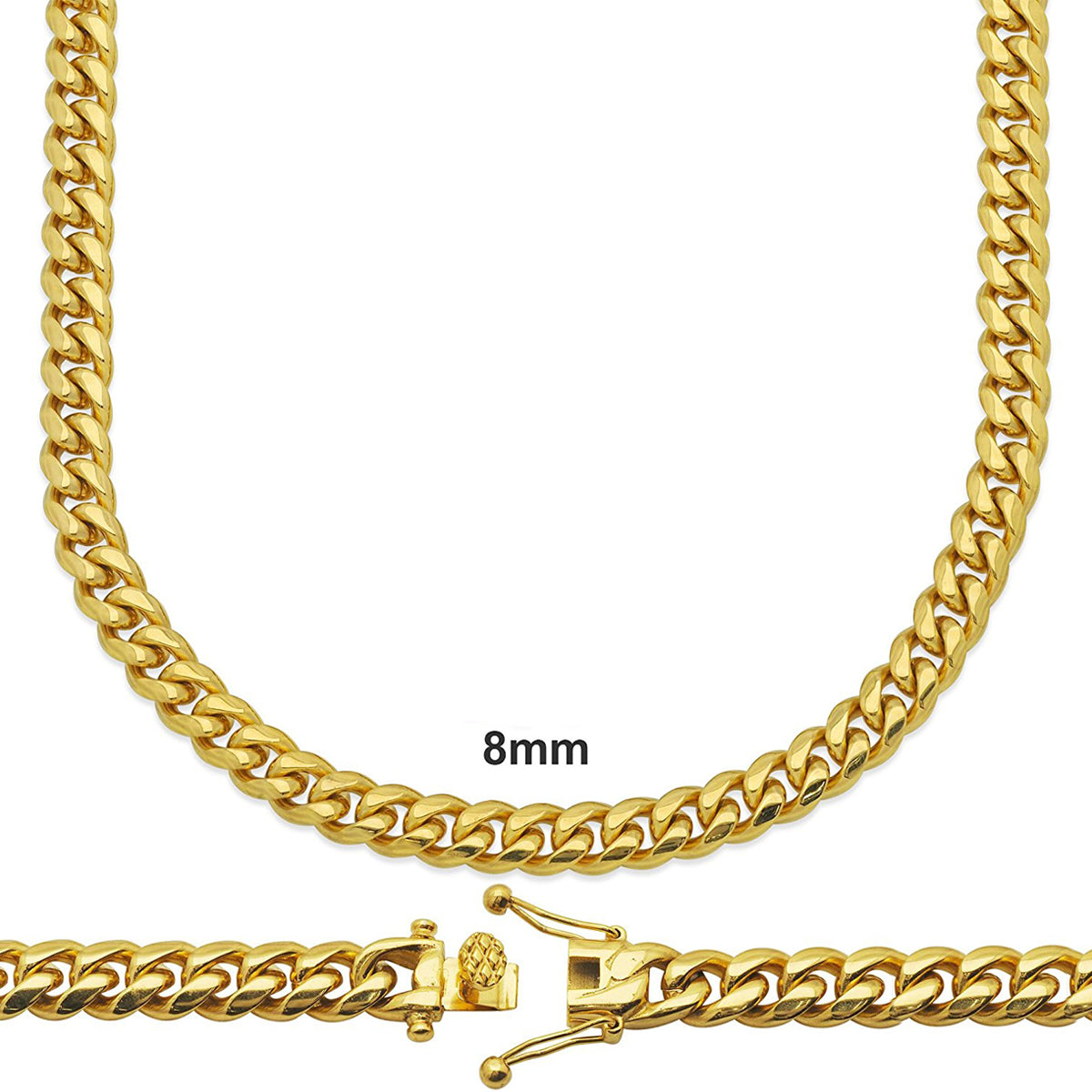 14k Gold Finish 26" 8mm Steel Miami Cuban Custom Necklace