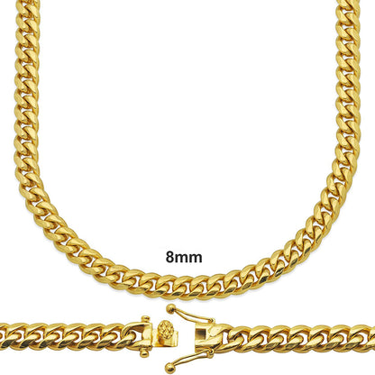 14k Gold Finish 26" 8mm Steel Miami Cuban Custom Necklace