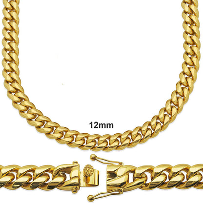 Stainless Steel 12mm 30" Thick Miami Cuban Necklace