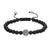 Black Matte Bead Ball Link Bracelet Black lab diamonds round designer Charm