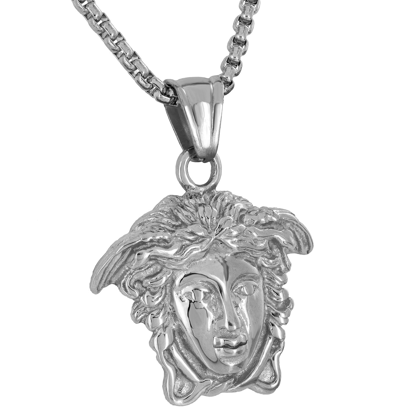 Medusa Face Pendant Charm Free Necklace Chain 24 Inch Designer Mens Womens 1.4"